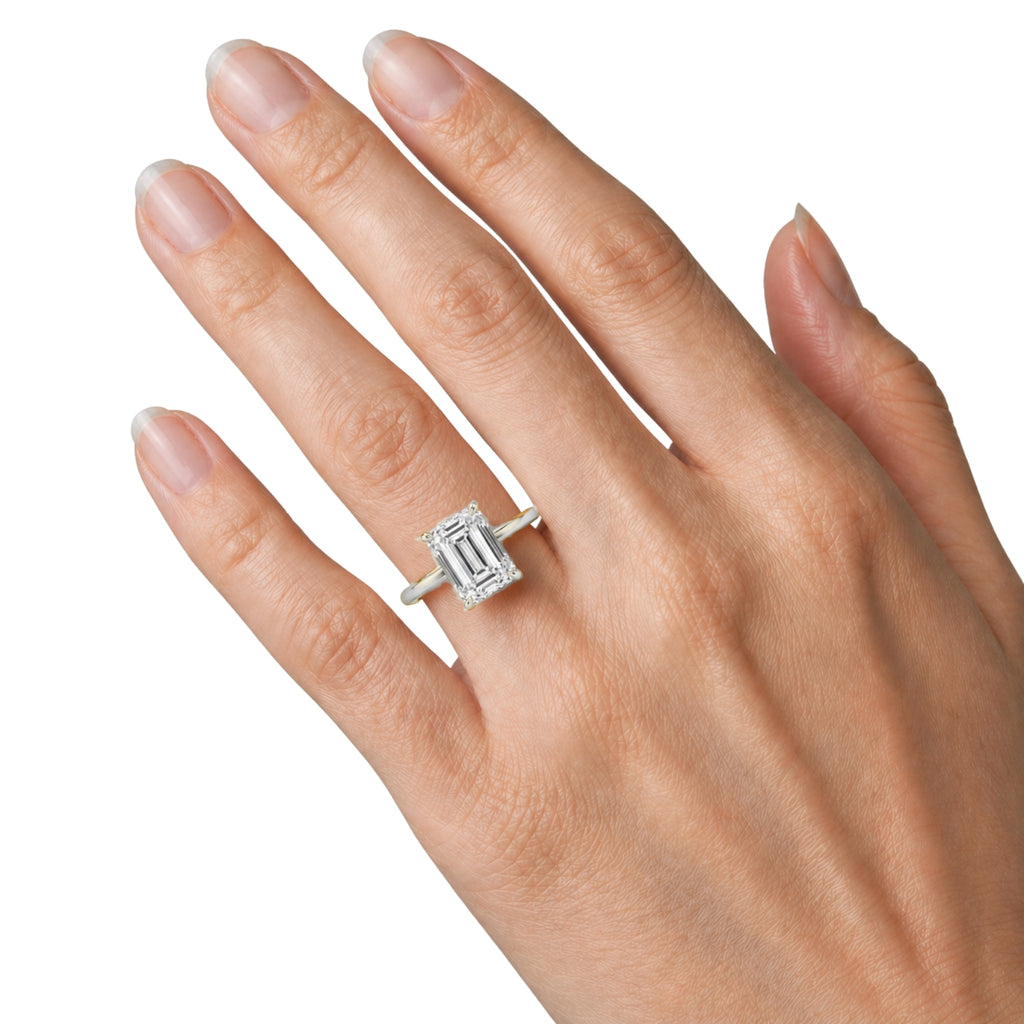 1.00-6.00 Carat T.W. Emerald-cut IGI Certified Lab Grown Diamond (F/VS+) 14K Gold Solitaire Ring