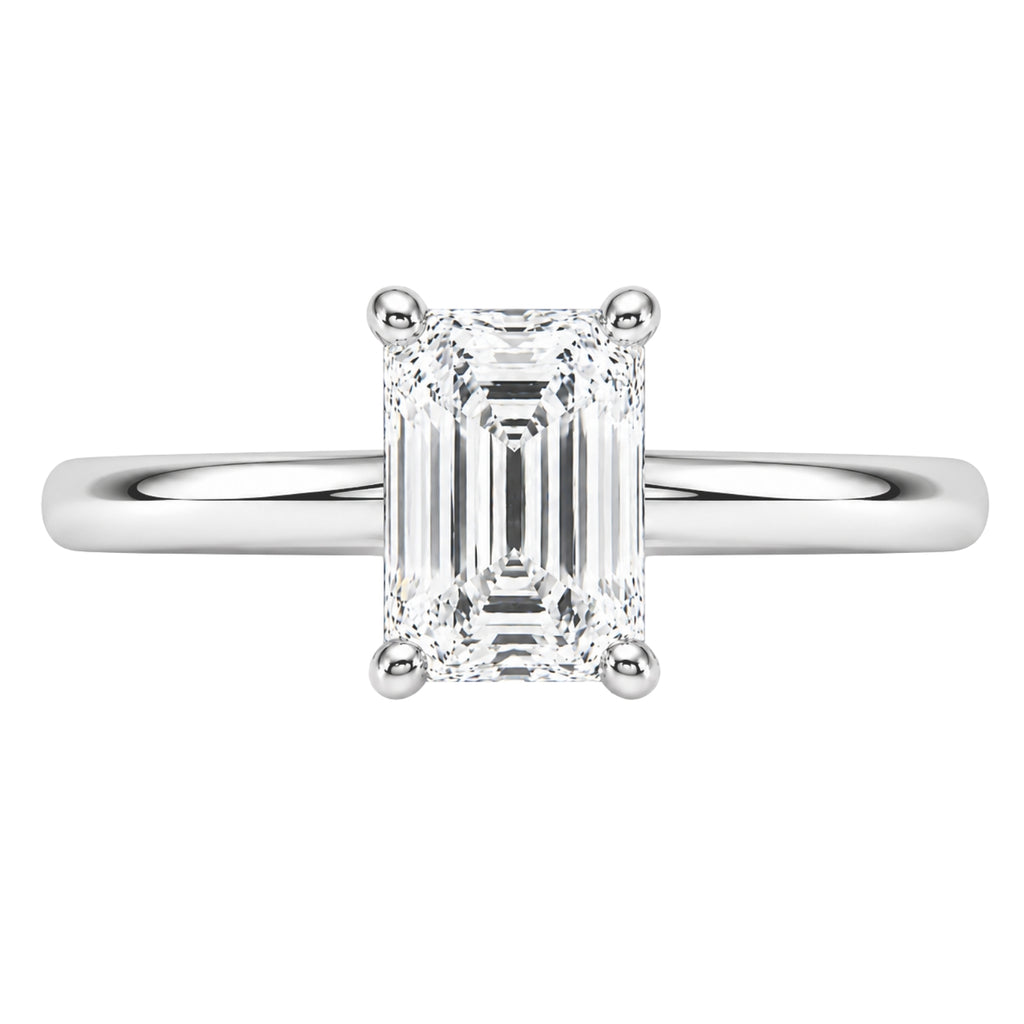 1.00-6.00 Carat T.W. Emerald-cut IGI Certified Lab Grown Diamond (F/VS+) 14K Gold Solitaire Ring