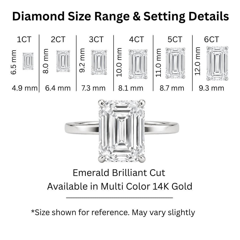 1.00-6.00 Carat T.W. Emerald-cut IGI Certified Lab Grown Diamond (F/VS+) 14K Gold Solitaire Ring
