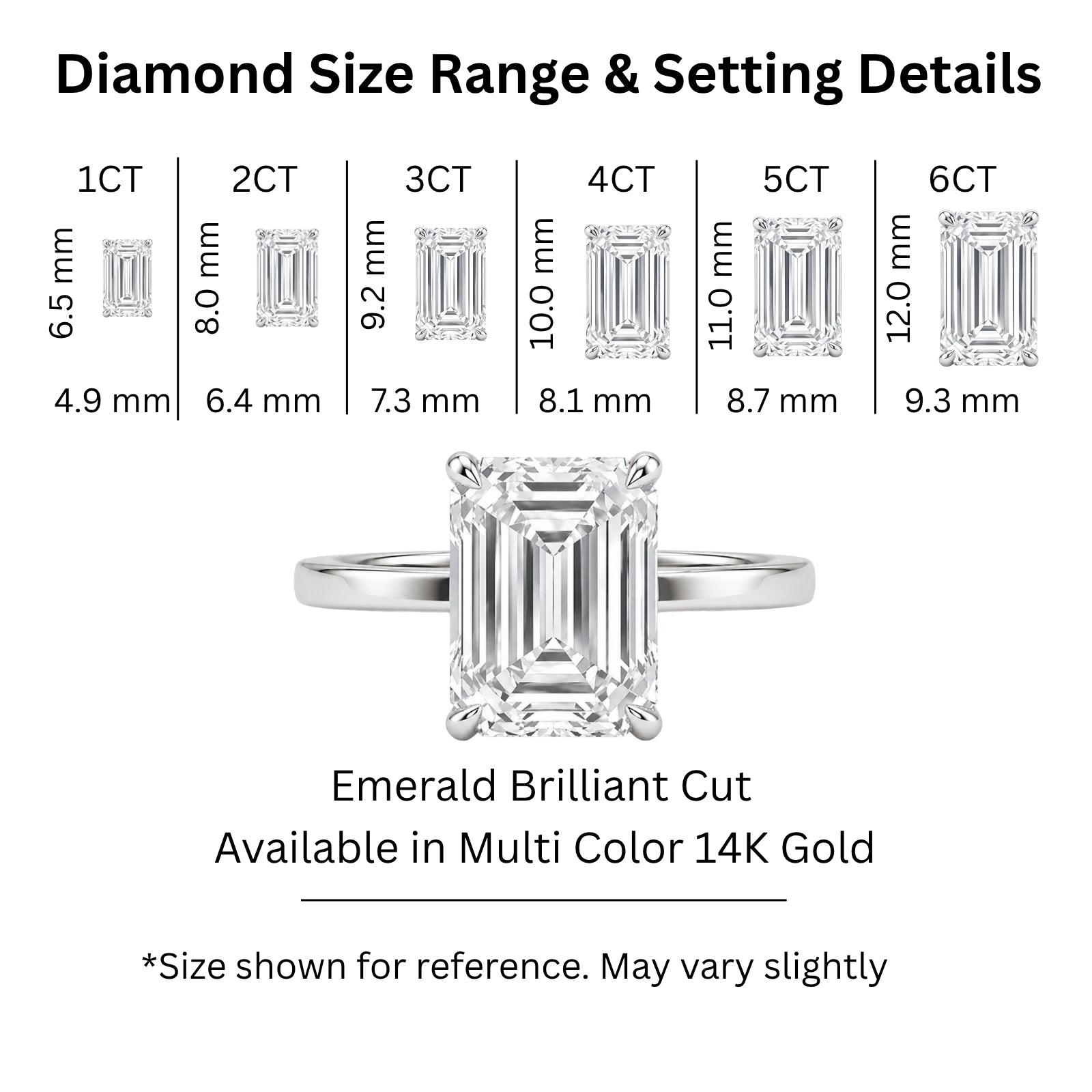 1.00-6.00 Carat T.W. Emerald-cut IGI Certified Lab Grown Diamond (F/VS+) 14K Gold Solitaire Ring