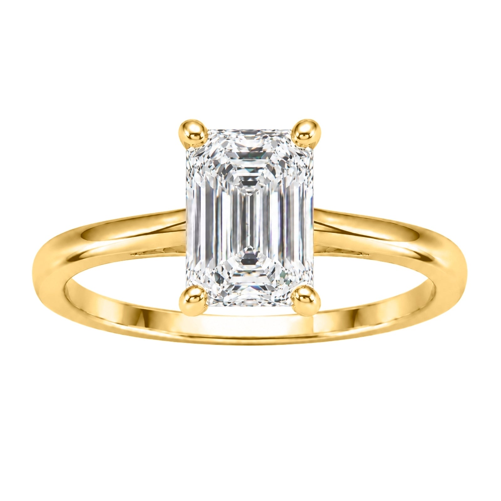 Diamonair Emerald solitaire ring 14K Yellow Gold 6.00 CT Size 11