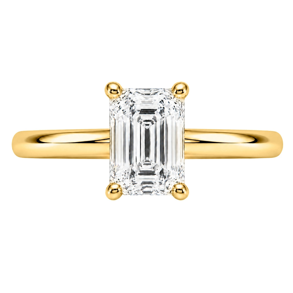 1.00-6.00 Carat T.W. Emerald-cut IGI Certified Lab Grown Diamond (F/VS+) 14K Gold Solitaire Ring
