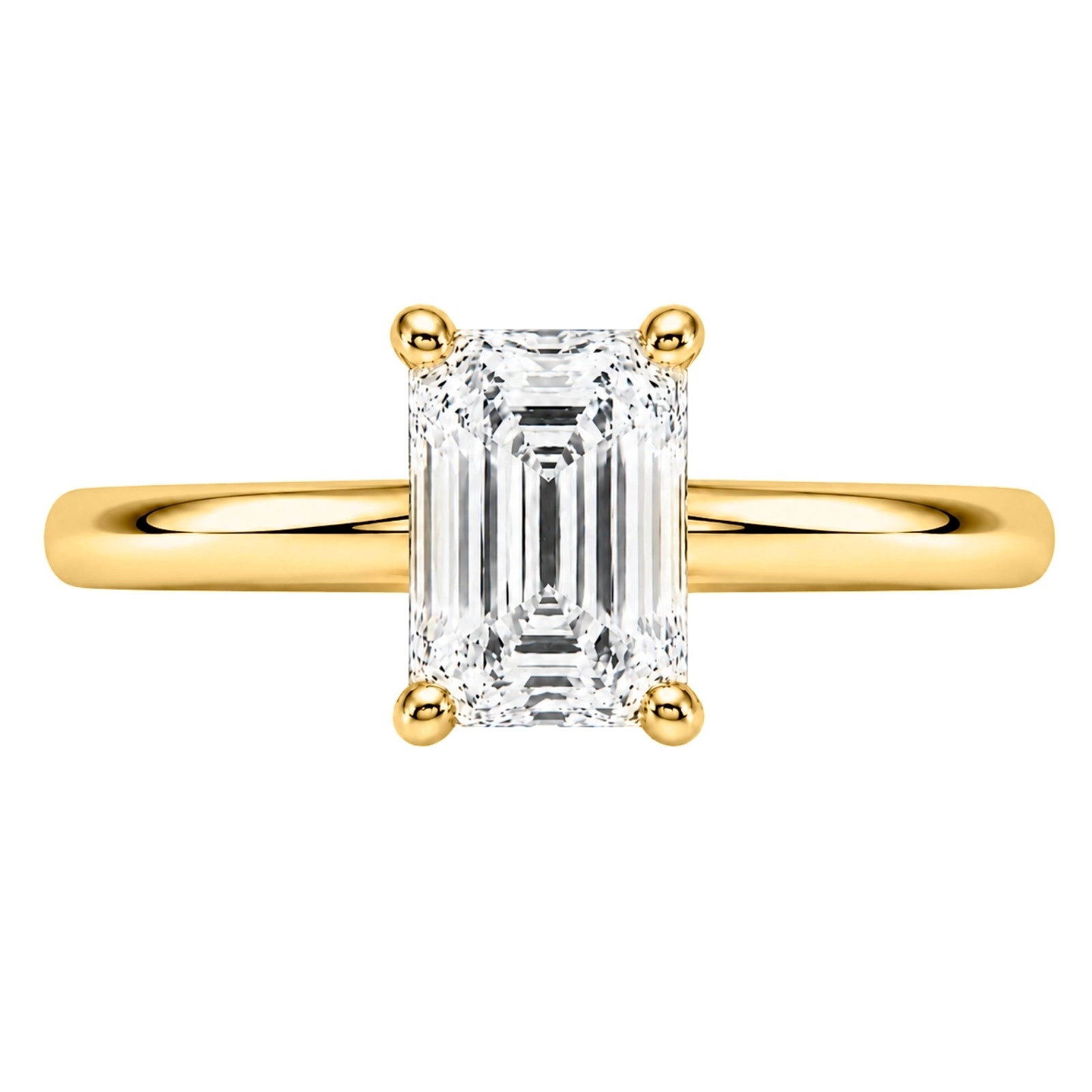 1.00-6.00 Carat T.W. Emerald-cut IGI Certified Lab Grown Diamond (F/VS+) 14K Gold Solitaire Ring