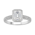 2.00 Carat T.W. Emerald and Round-cut Lab Grown Diamond (F/VS+) 14K Gold Solitaire Band Ring