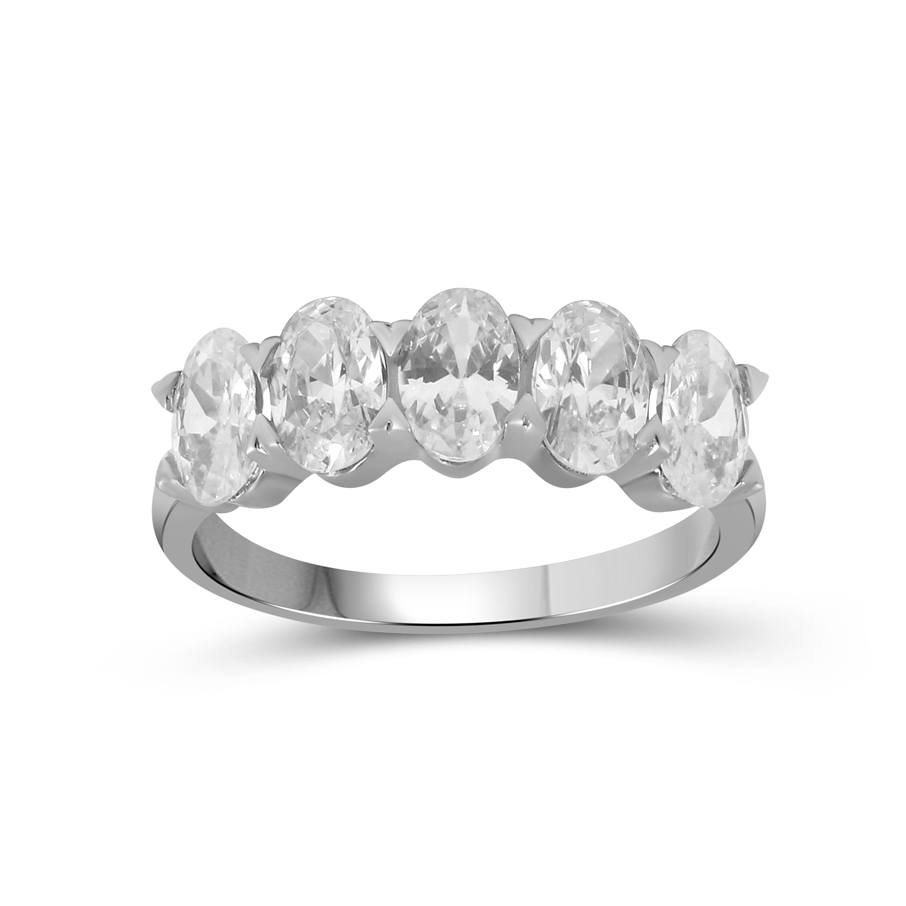 2.00-3.00 Carat T.W. Oval-cut Lab Grown Diamond (F/VS+) 14K Gold 5 Stone Band Ring