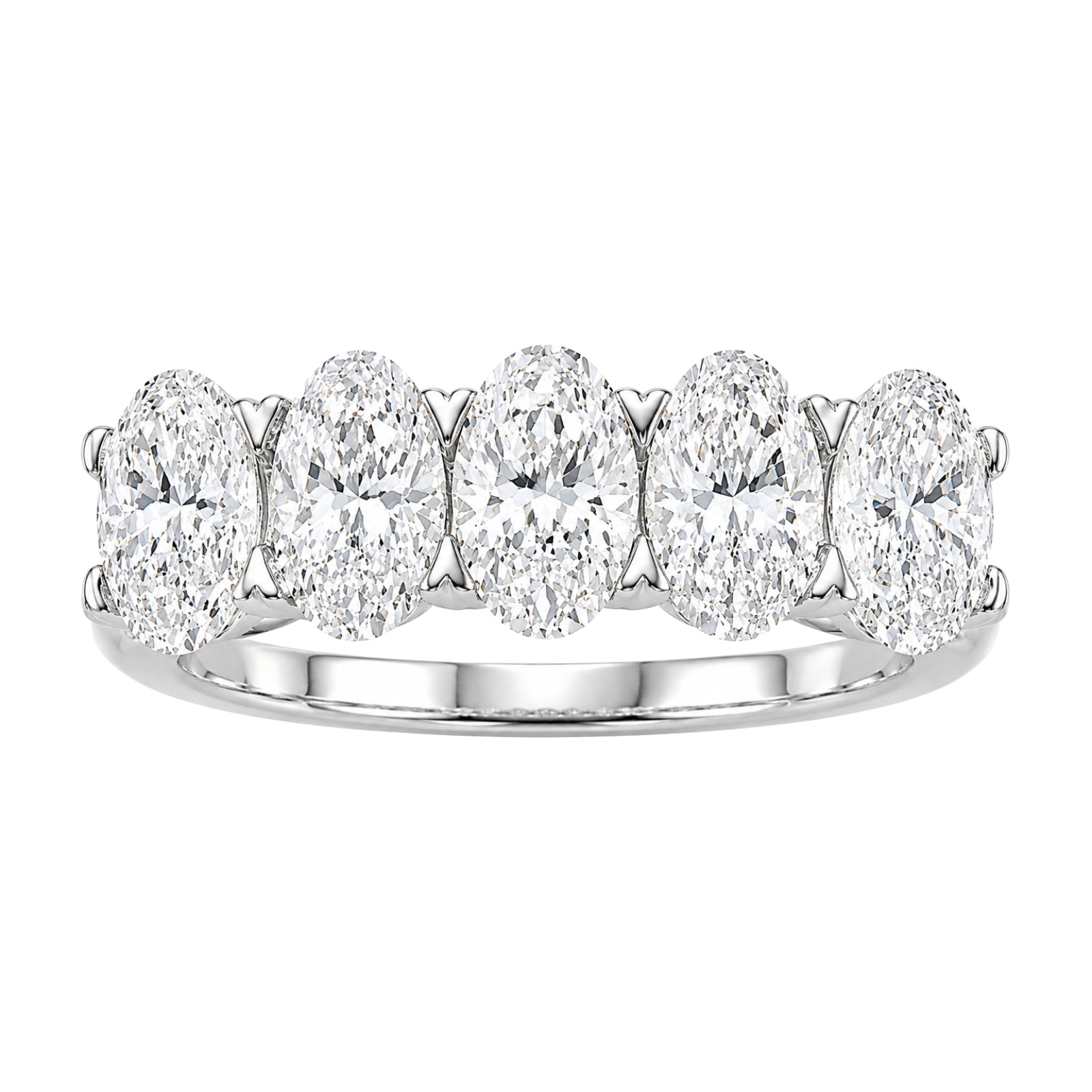 2.00-3.00 Carat T.W. Oval-cut Lab Grown Diamond (F/VS+) 14K Gold 5 Stone Band Ring
