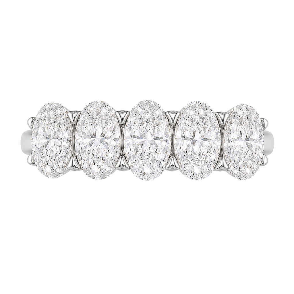 2.00-3.00 Carat T.W. Oval-cut Lab Grown Diamond (F/VS+) 14K Gold 5 Stone Band Ring