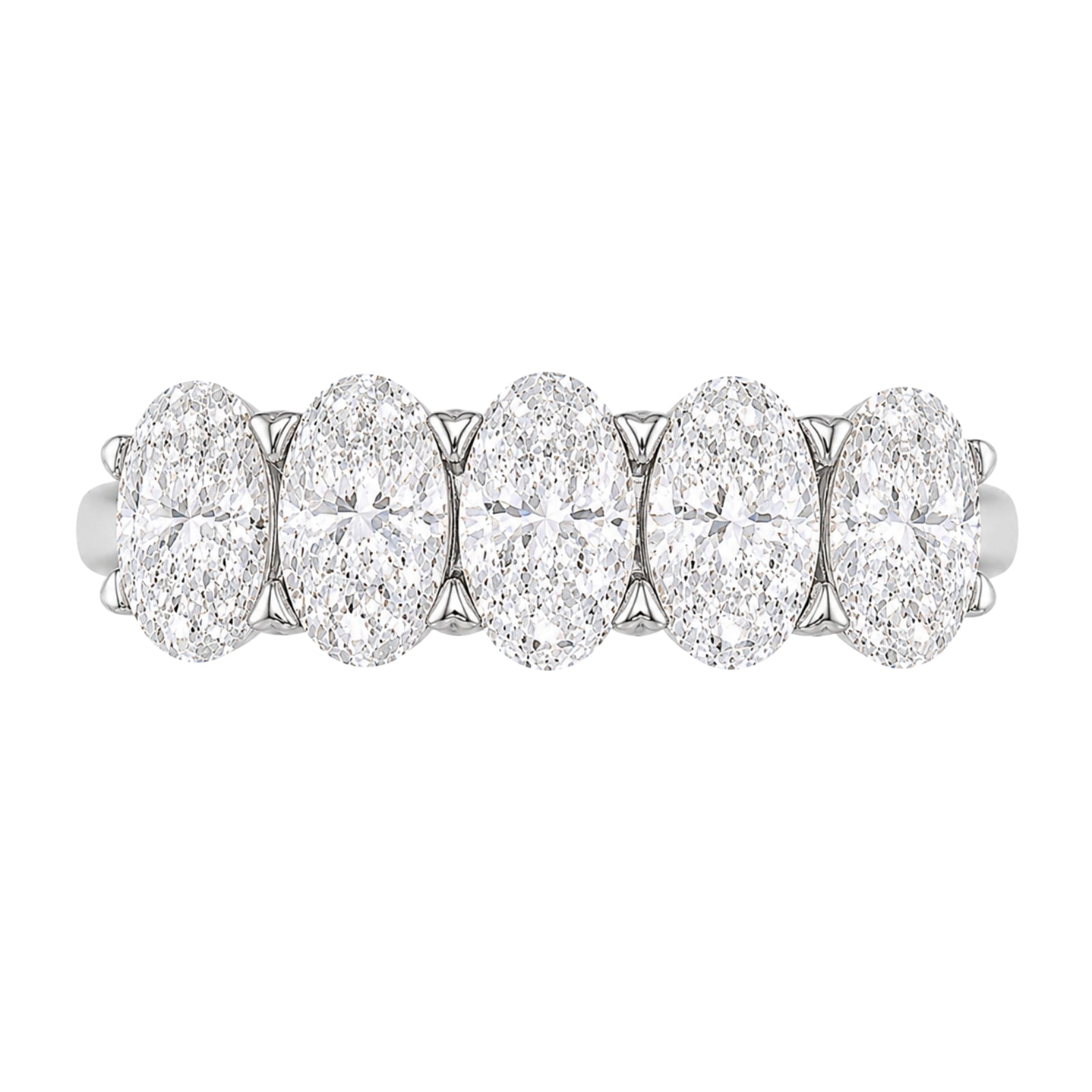 2.00-3.00 Carat T.W. Oval-cut Lab Grown Diamond (F/VS+) 14K Gold 5 Stone Band Ring