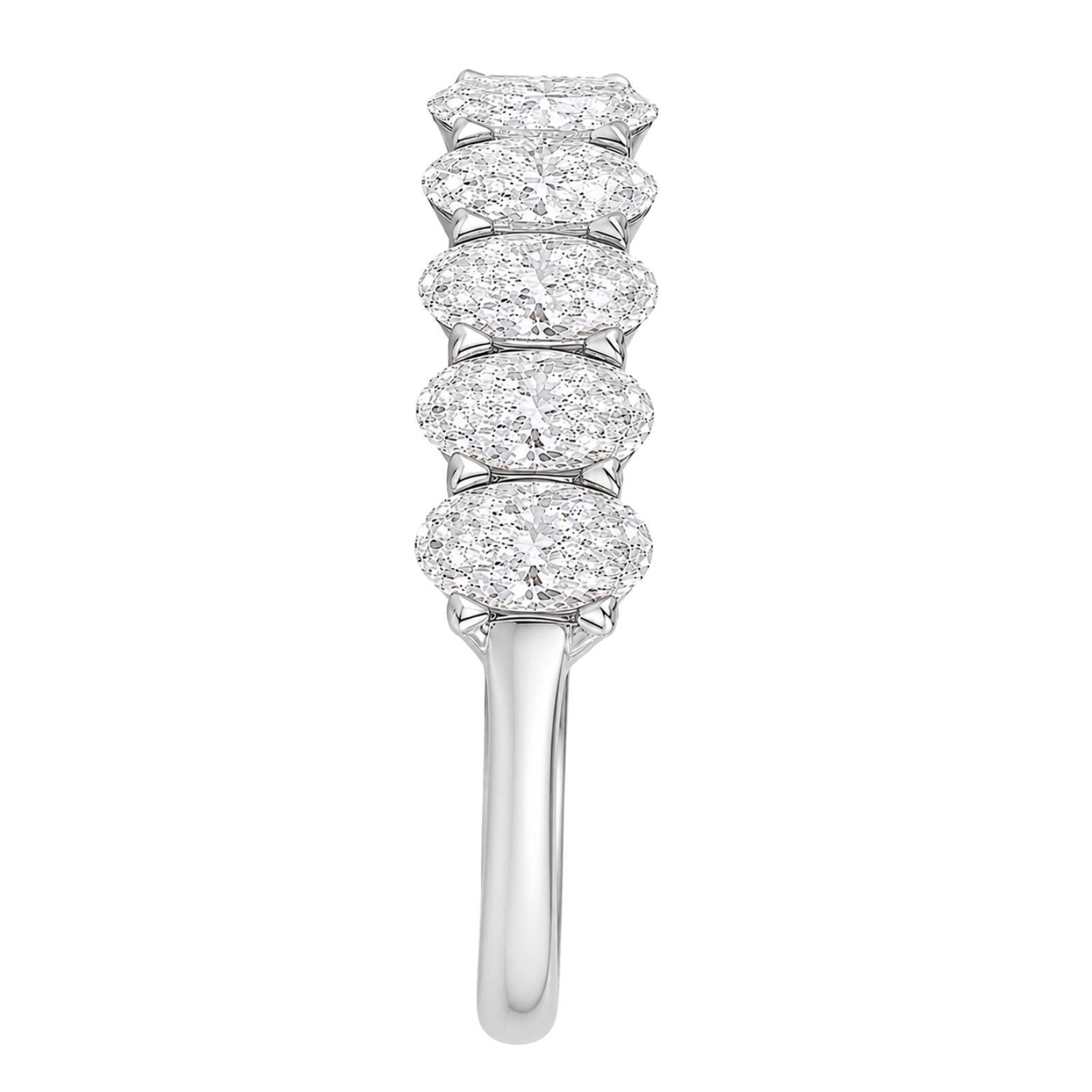 2.00-3.00 Carat T.W. Oval-cut Lab Grown Diamond (F/VS+) 14K Gold 5 Stone Band Ring
