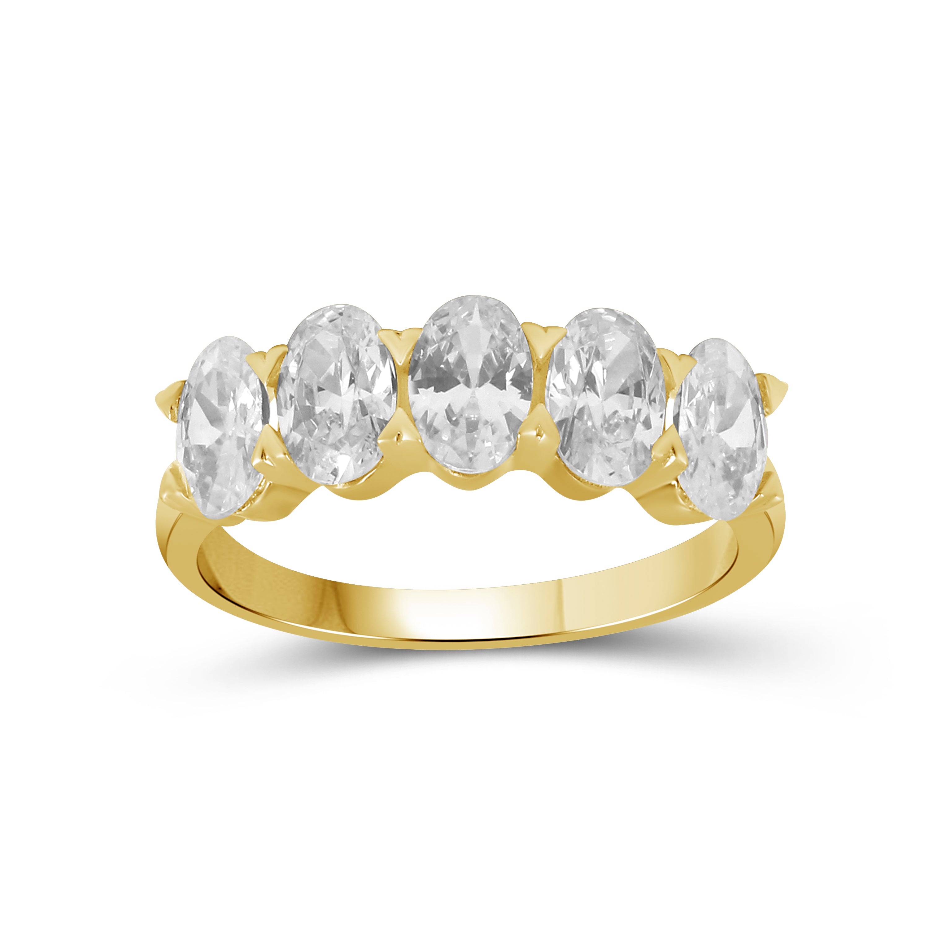 2.00-3.00 Carat T.W. Oval-cut Lab Grown Diamond (F/VS+) 14K Gold 5 Stone Band Ring