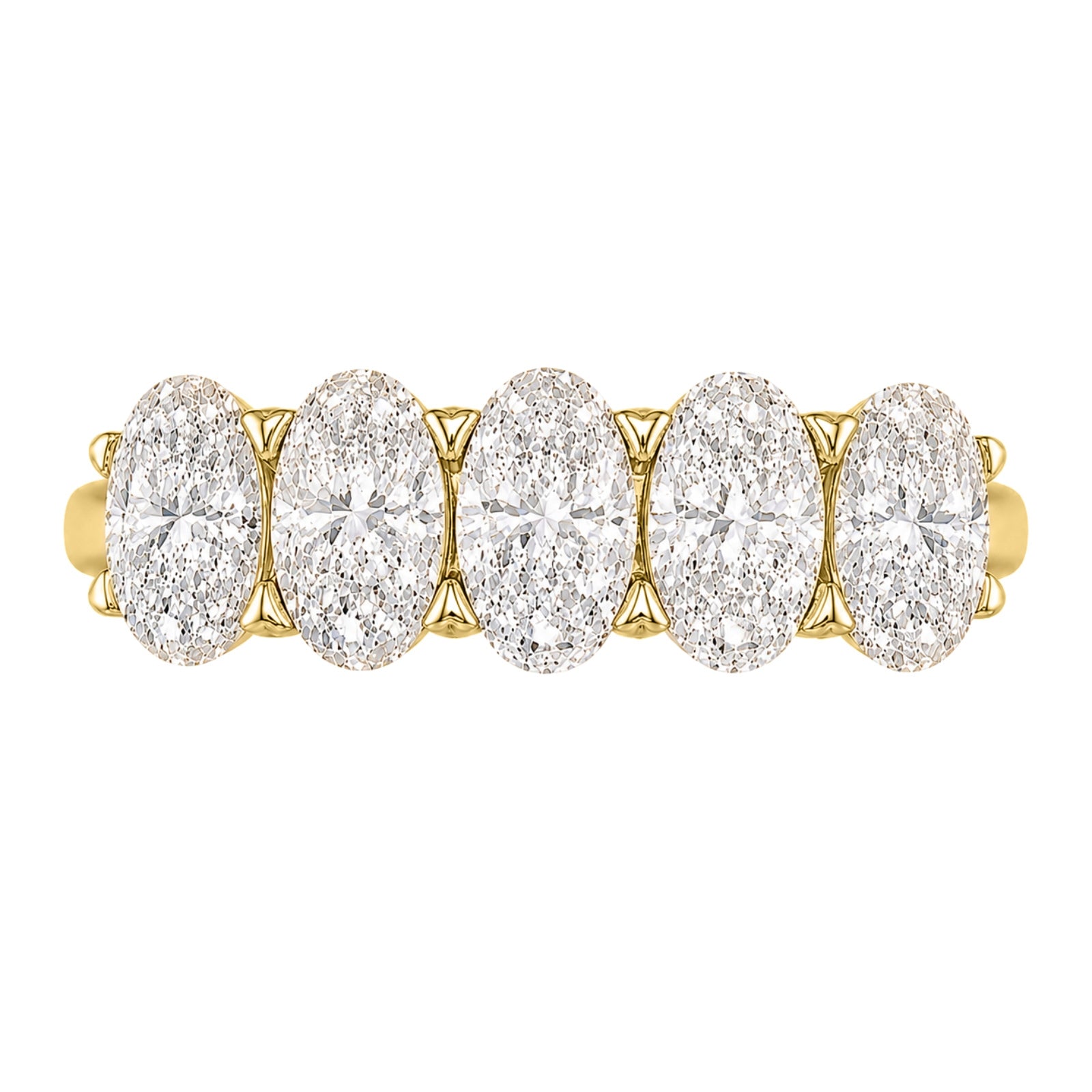 2.00-3.00 Carat T.W. Oval-cut Lab Grown Diamond (F/VS+) 14K Gold 5 Stone Band Ring