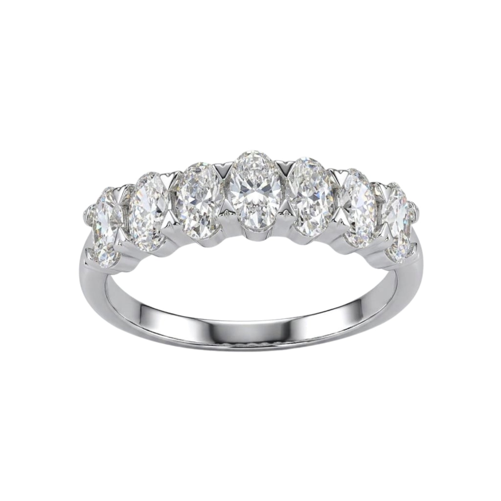 2.00 -3.00 Carat T.W. Oval-cut Lab Grown Diamond (F/VS+) 14K Gold 7 Stone Band Ring