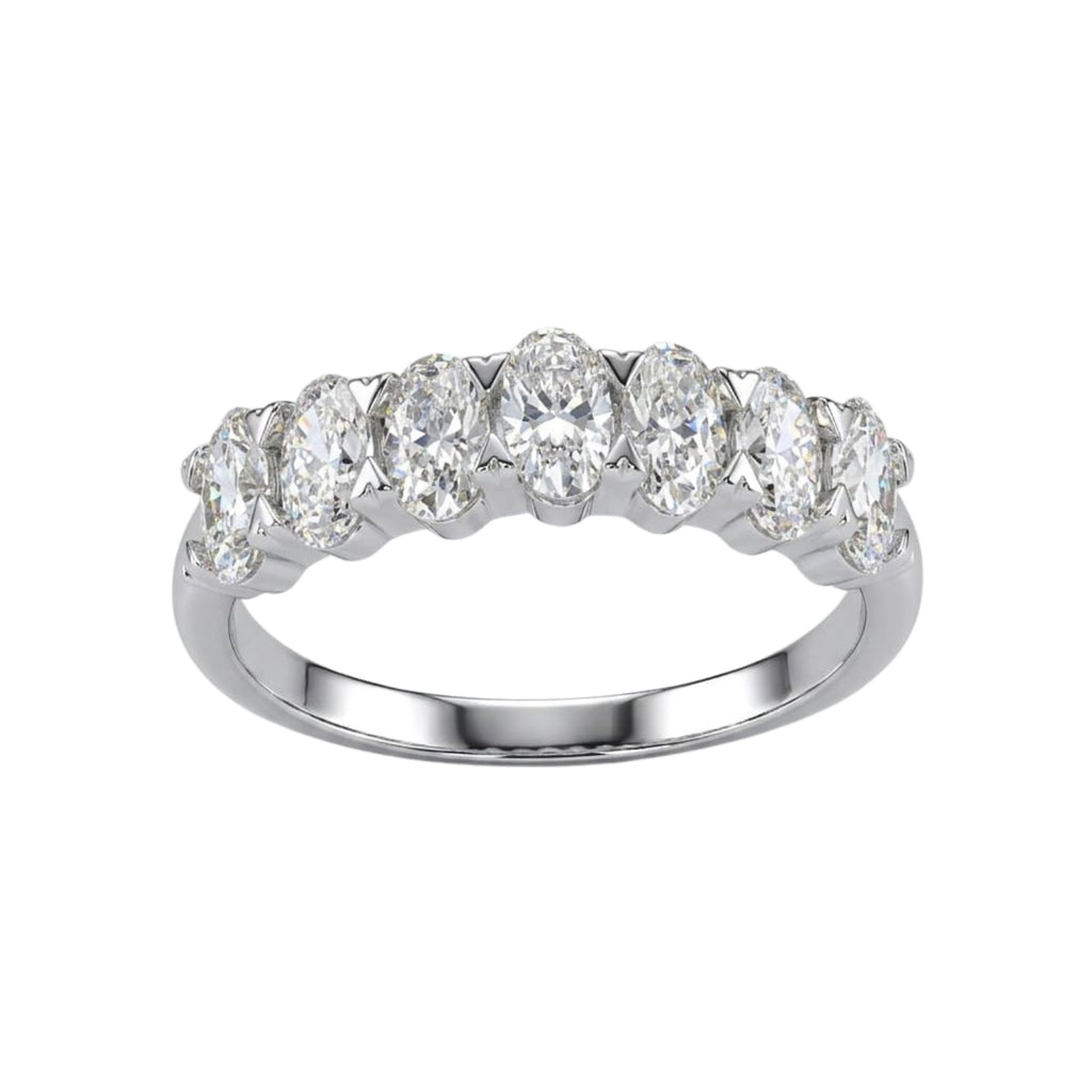 2.00 -3.00 Carat T.W. Oval-cut Lab Grown Diamond (F/VS+) 14K Gold 7 Stone Band Ring