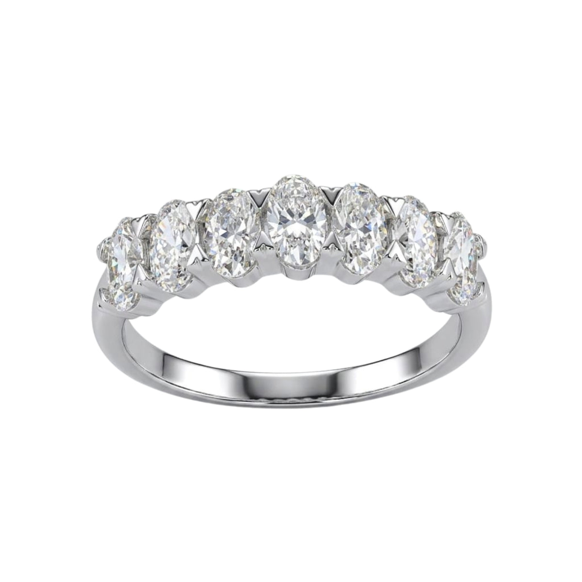 2.00 -3.00 Carat T.W. Oval-cut Lab Grown Diamond (F/VS+) 14K Gold 7 Stone Band Ring
