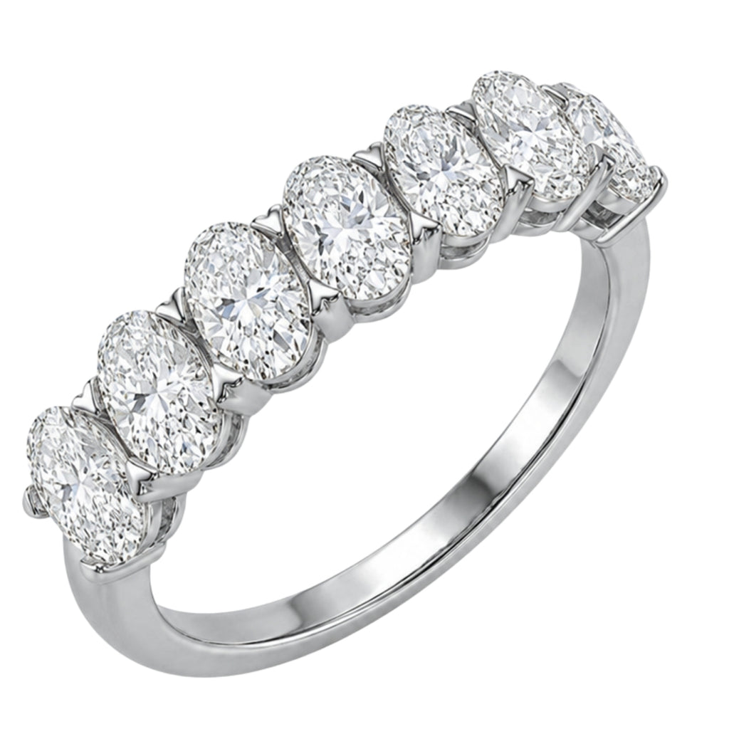 2.00 -3.00 Carat T.W. Oval-cut Lab Grown Diamond (F/VS+) 14K Gold 7 Stone Band Ring