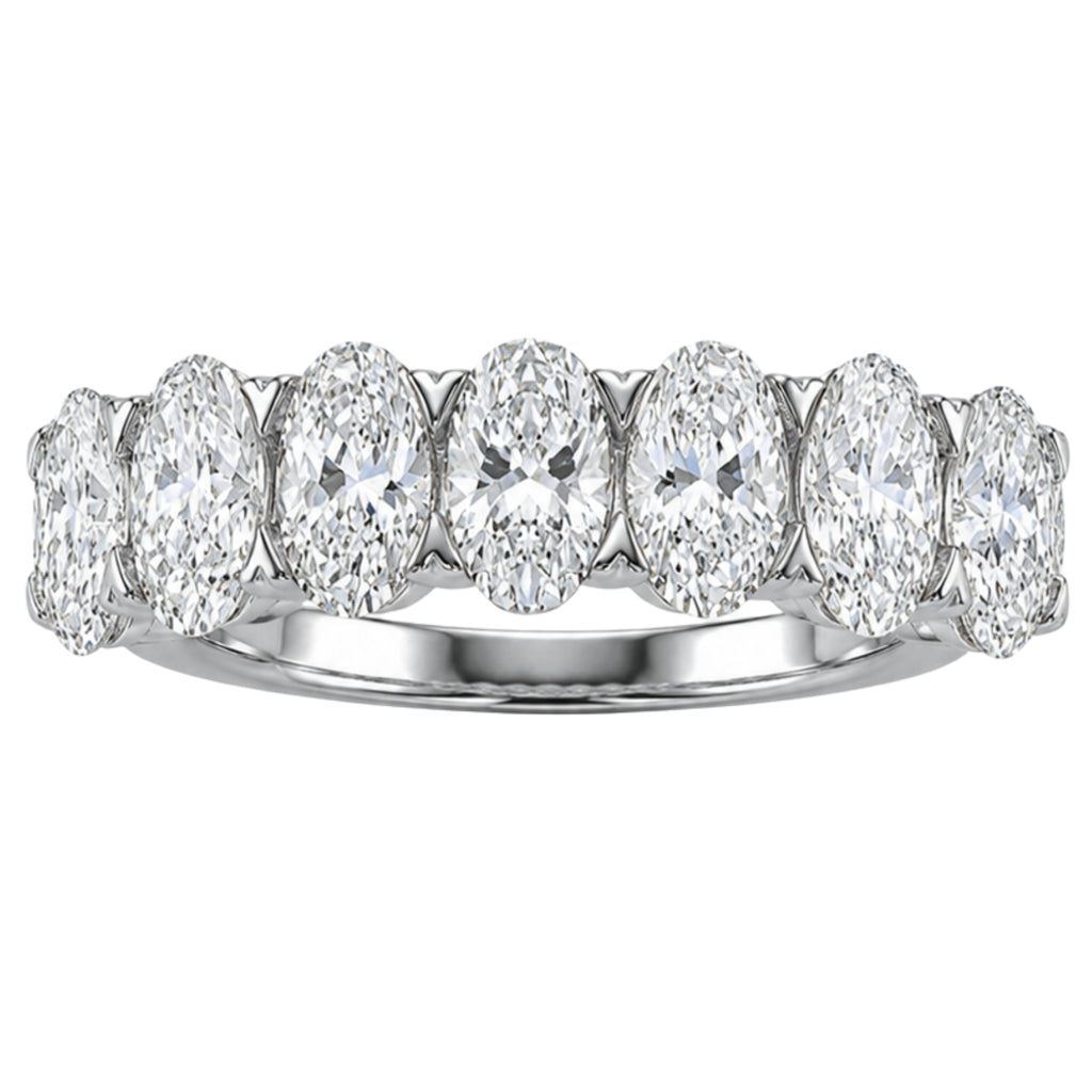 2.00 -3.00 Carat T.W. Oval-cut Lab Grown Diamond (F/VS+) 14K Gold 7 Stone Band Ring
