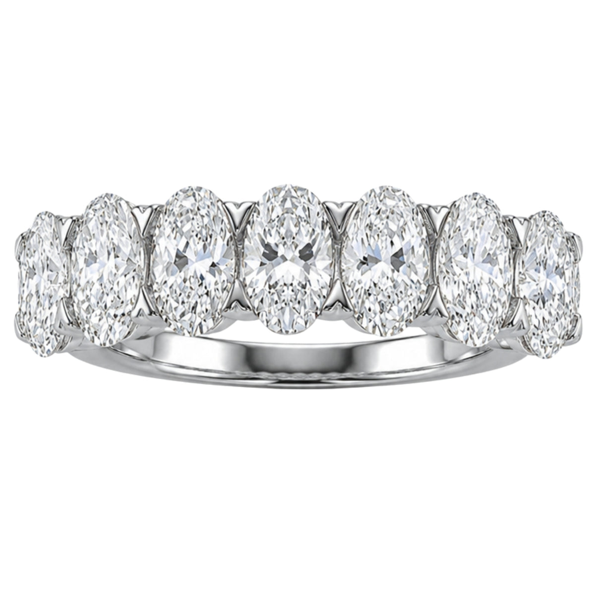 2.00 -3.00 Carat T.W. Oval-cut Lab Grown Diamond (F/VS+) 14K Gold 7 Stone Band Ring