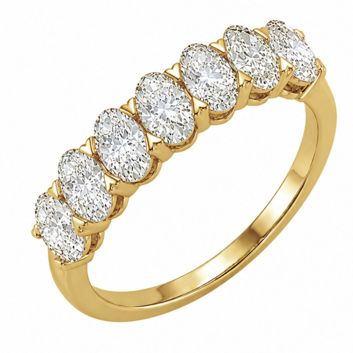 2.00 -3.00 Carat T.W. Oval-cut Lab Grown Diamond (F/VS+) 14K Gold 7 Stone Band Ring
