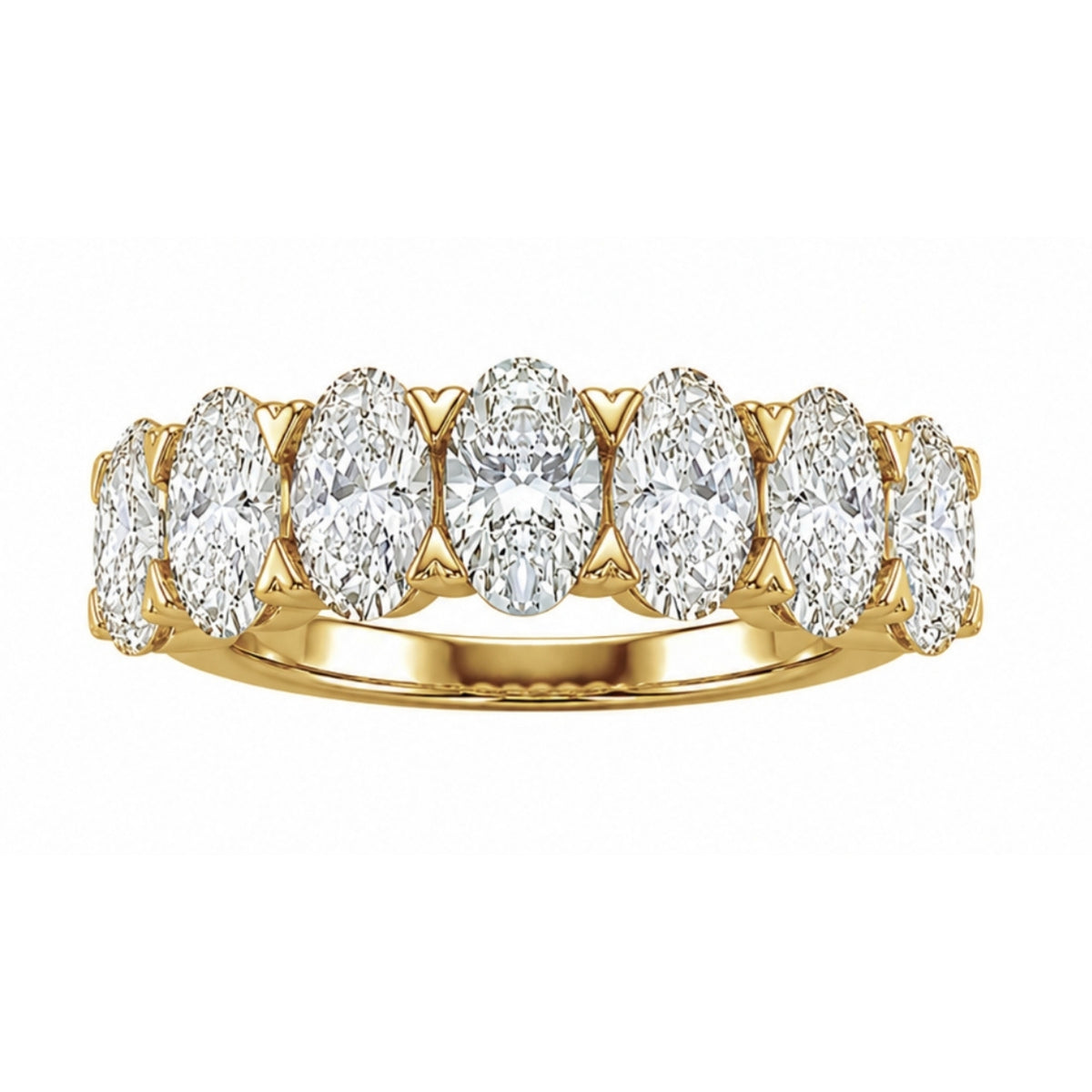 2.00 -3.00 Carat T.W. Oval-cut Lab Grown Diamond (F/VS+) 14K Gold 7 Stone Band Ring