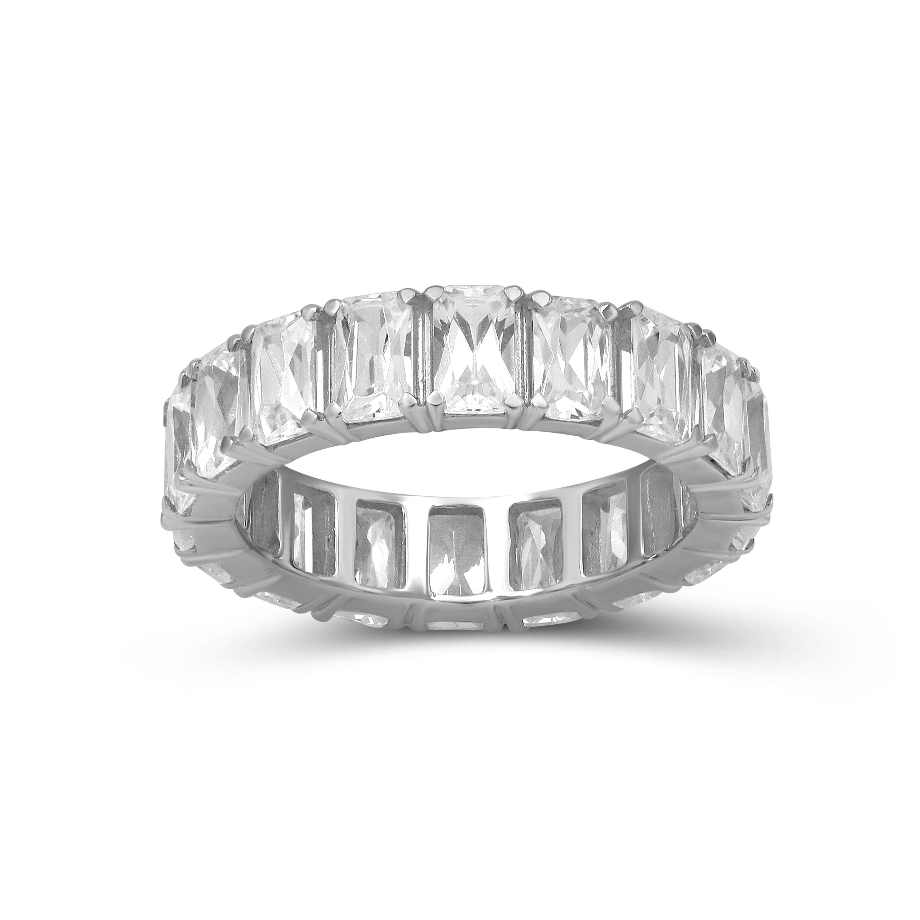 5.00 - 7.00 Carat T.W. Emerald-cut Lab Grown Diamond (F/VS+) 14K Gold Eternity Band Ring
