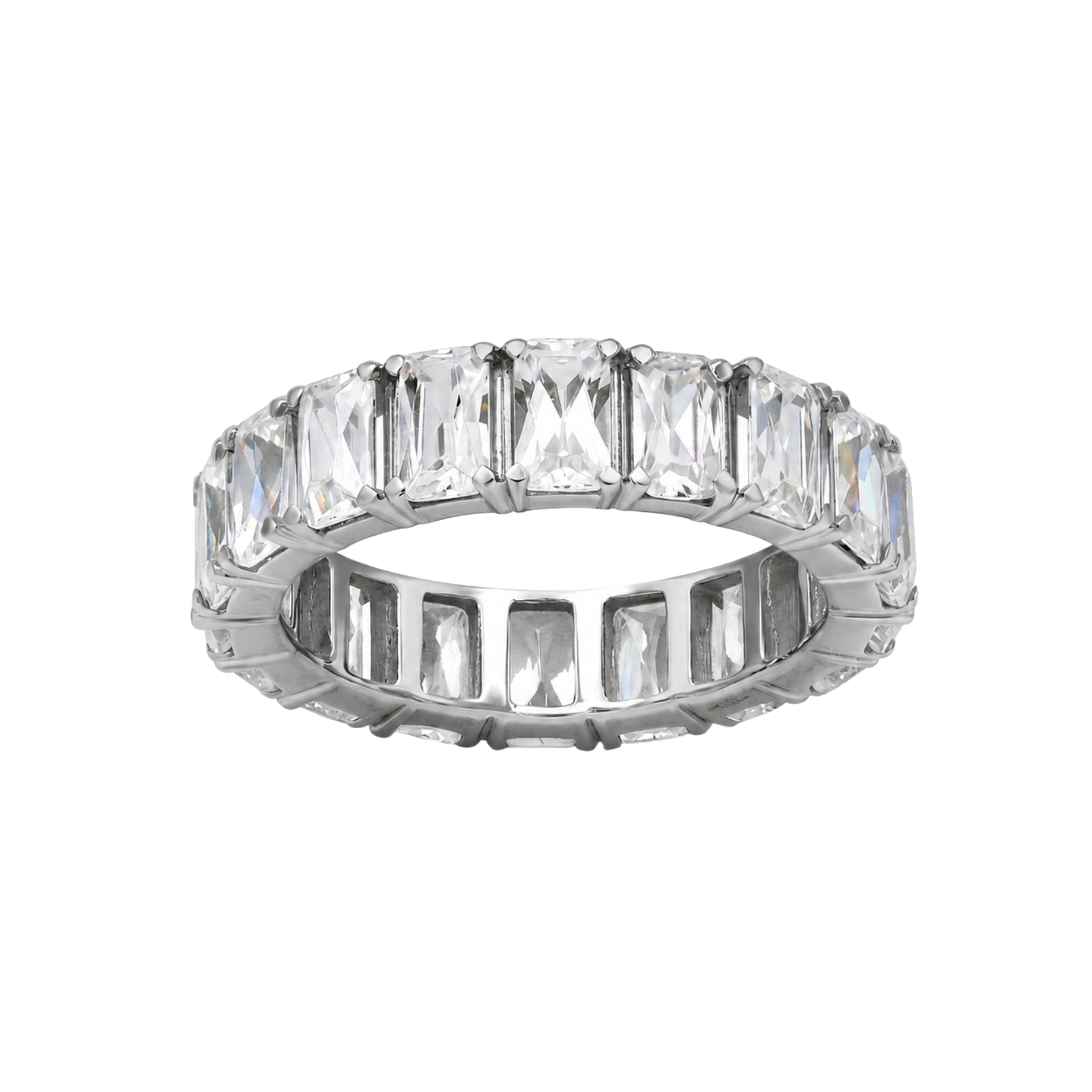 5.00 - 7.00 Carat T.W. Emerald-cut Lab Grown Diamond (F/VS+) 14K Gold Eternity Band Ring