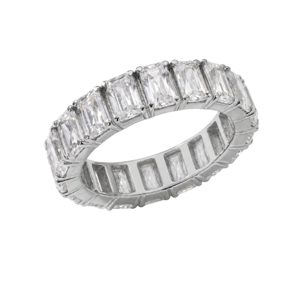 5.00 - 7.00 Carat T.W. Emerald-cut Lab Grown Diamond (F/VS+) 14K Gold Eternity Band Ring