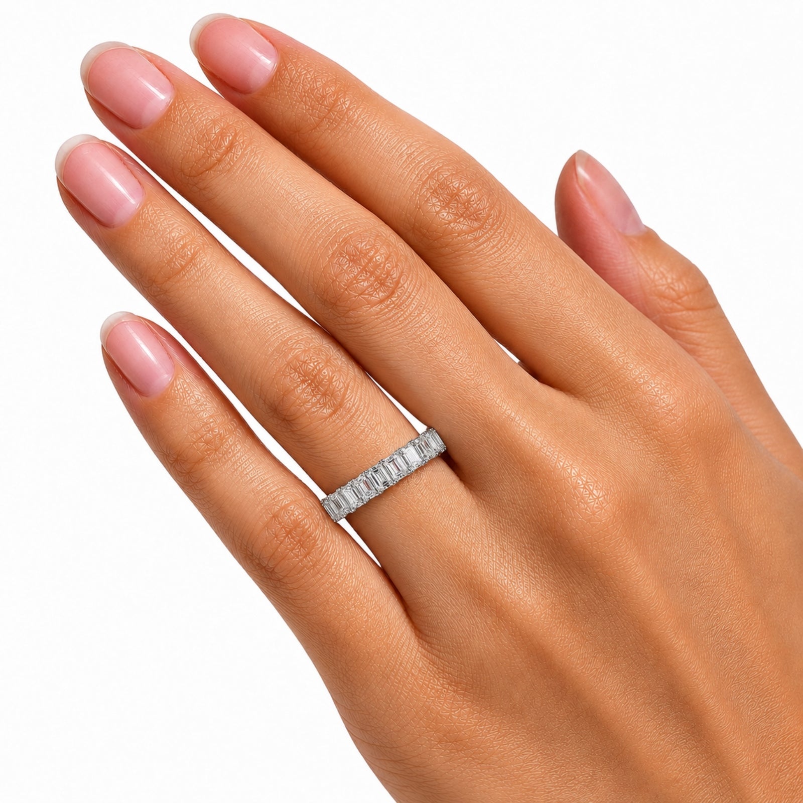 5.00 - 7.00 Carat T.W. Emerald-cut Lab Grown Diamond (F/VS+) 14K Gold Eternity Band Ring