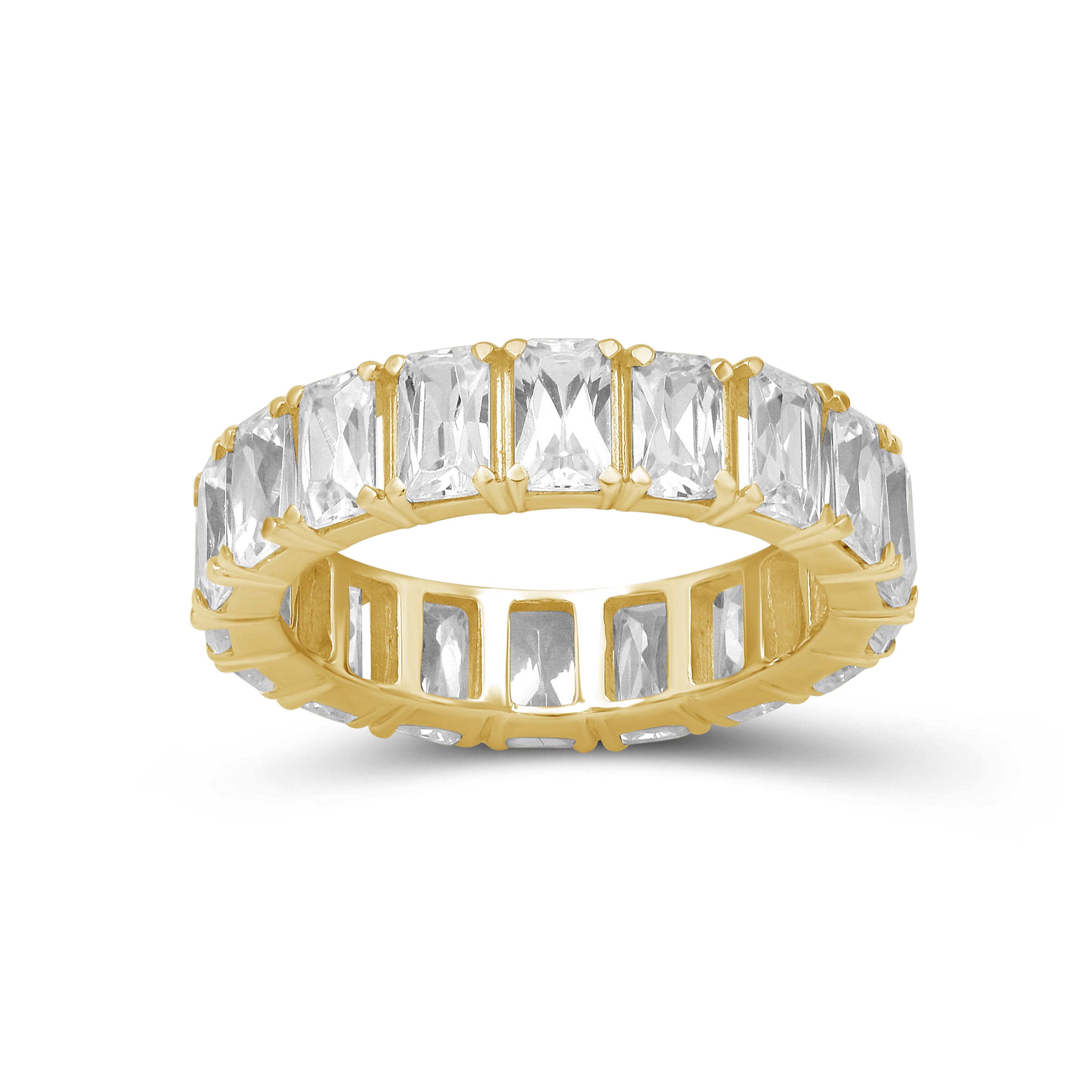 5.00 - 7.00 Carat T.W. Emerald-cut Lab Grown Diamond (F/VS+) 14K Gold Eternity Band Ring