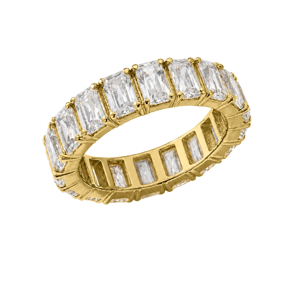5.00 - 7.00 Carat T.W. Emerald-cut Lab Grown Diamond (F/VS+) 14K Gold Eternity Band Ring