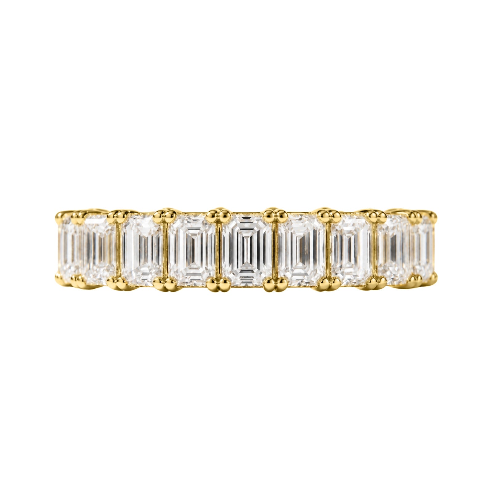 5.00 - 7.00 Carat T.W. Emerald-cut Lab Grown Diamond (F/VS+) 14K Gold Eternity Band Ring