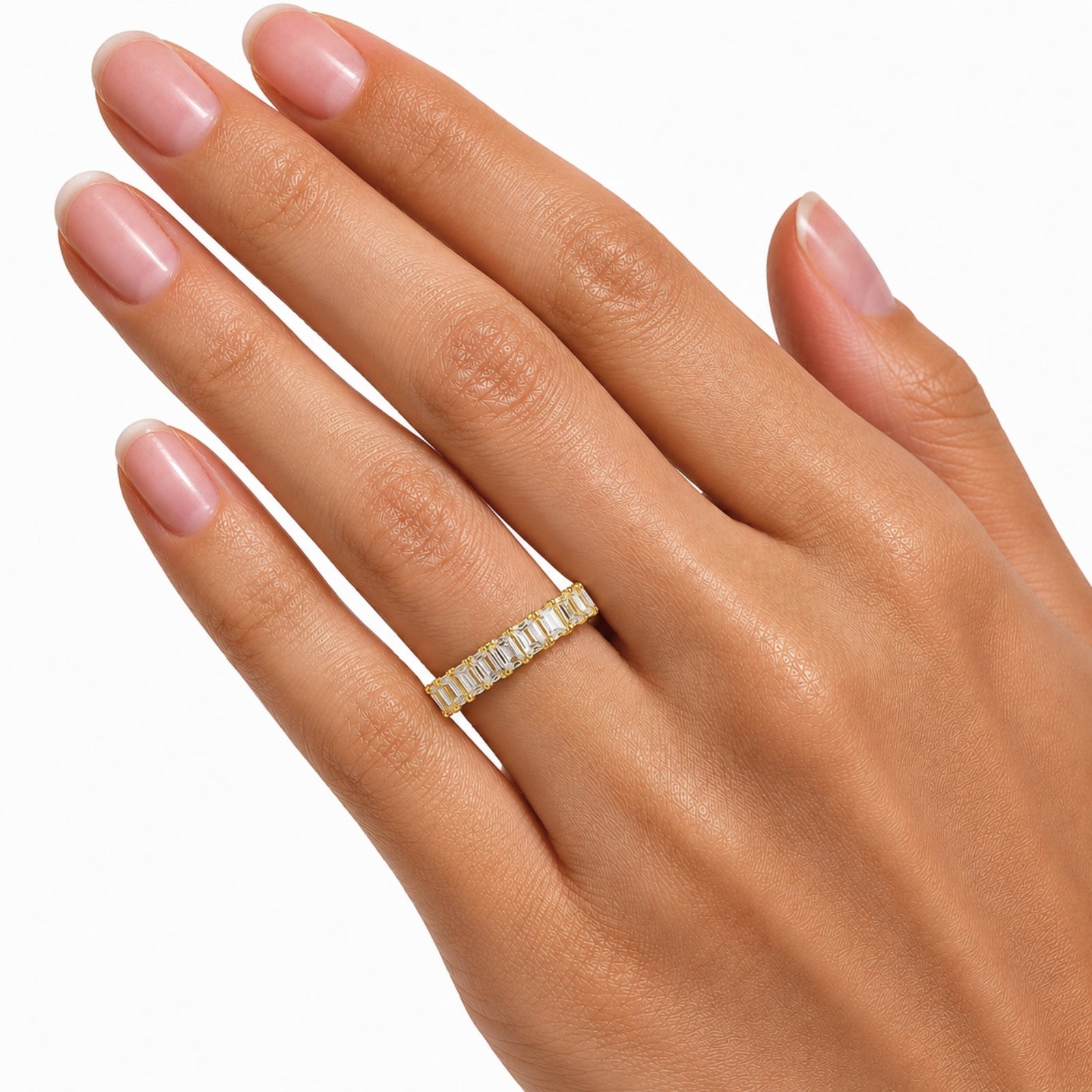 5.00 - 7.00 Carat T.W. Emerald-cut Lab Grown Diamond (F/VS+) 14K Gold Eternity Band Ring