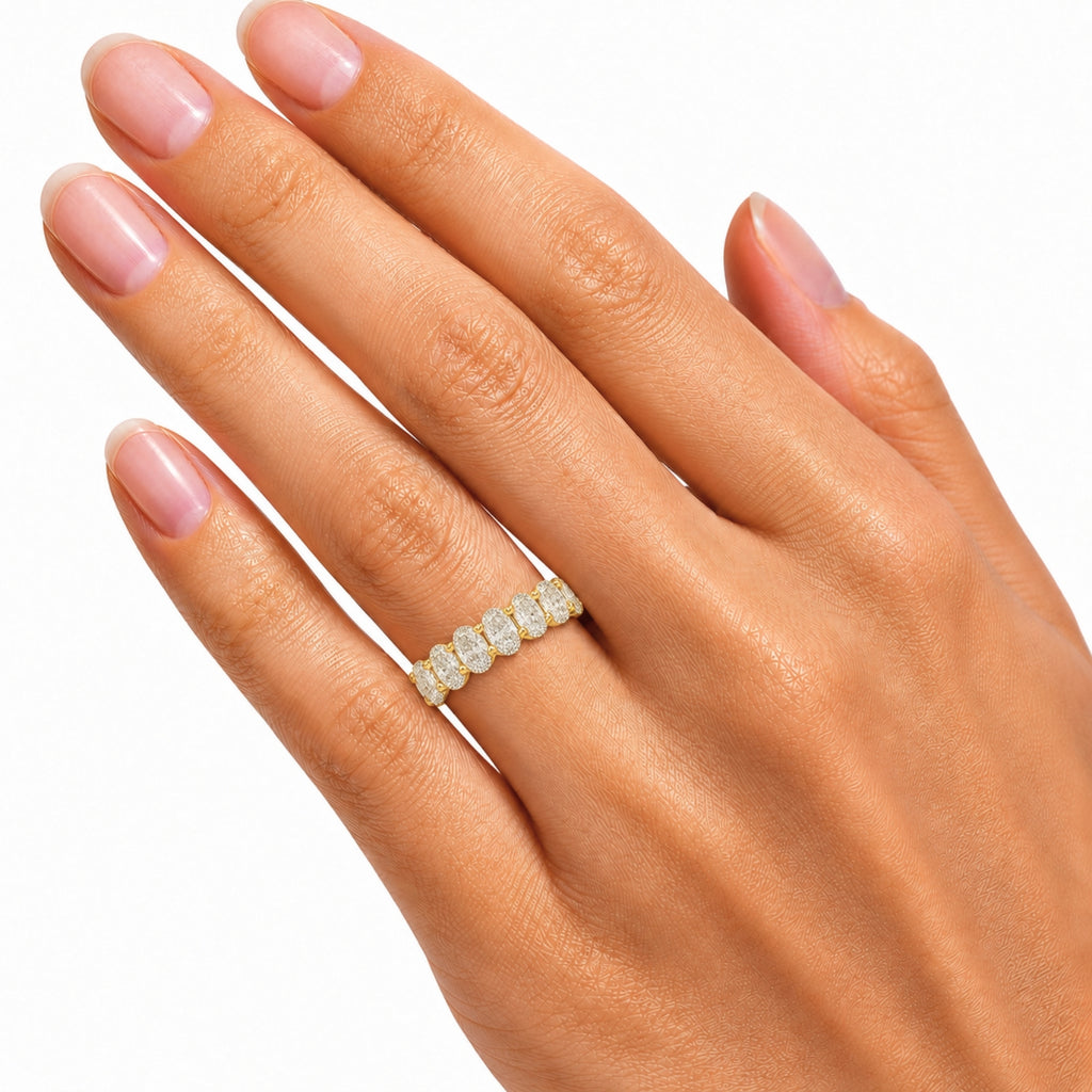 5.00 - 7.00 Carat T.W. Oval-cut Lab Grown Diamond (F/VS+) 14K Gold Eternity Band Ring