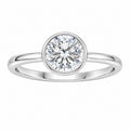 1.00-6.00 Carat T.W. Round-cut IGI Certified Lab Grown Diamond (F/VS+) 14K Gold Bezel Set Ring