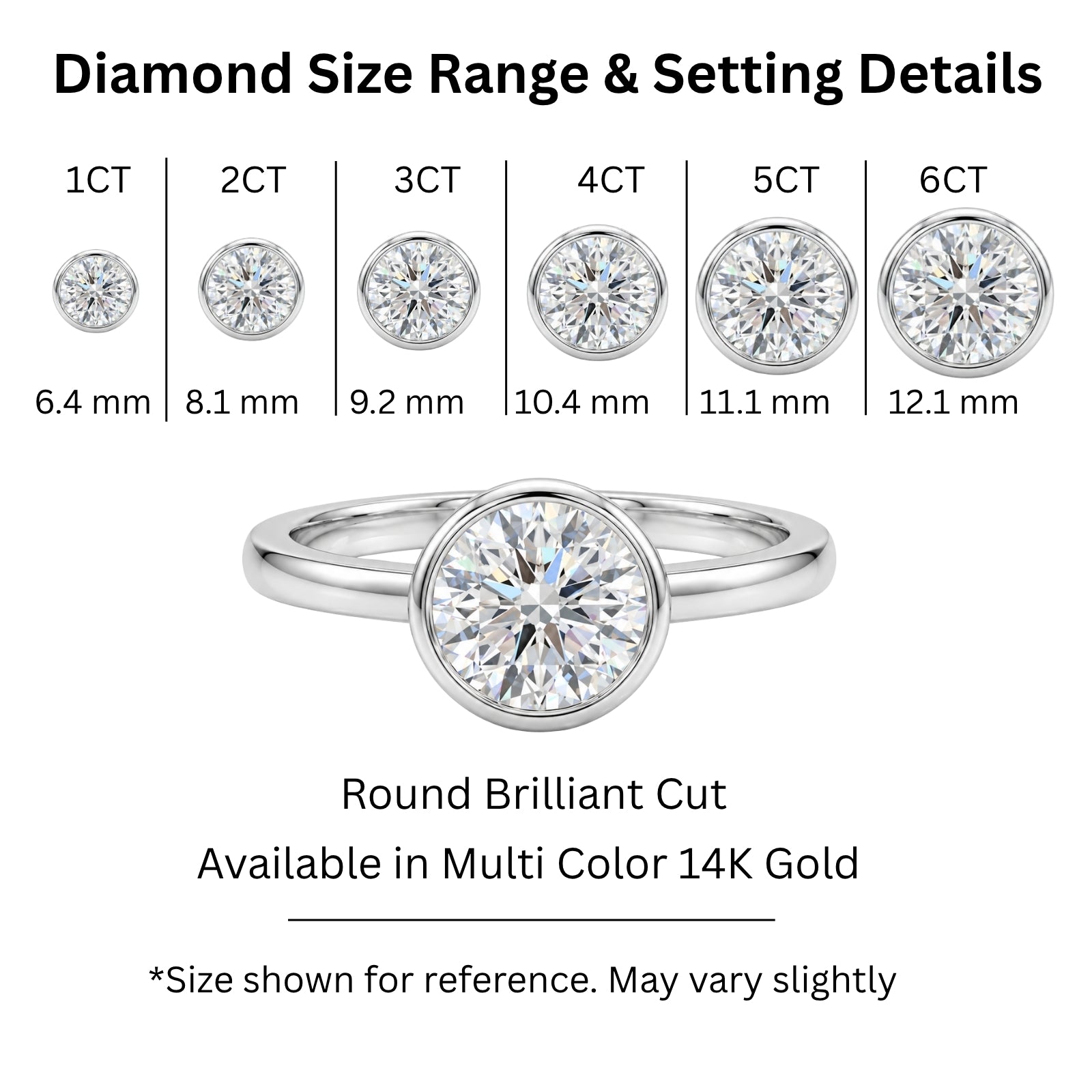 1.00-6.00 Carat T.W. Round-cut IGI Certified Lab Grown Diamond (F/VS+) 14K Gold Bezel Set Ring