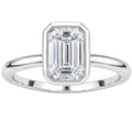 1.00-6.00 Carat T.W. Emerald-cut IGI Certified Lab Grown Diamond (F/VS+) 14K Gold Bezel Set Ring