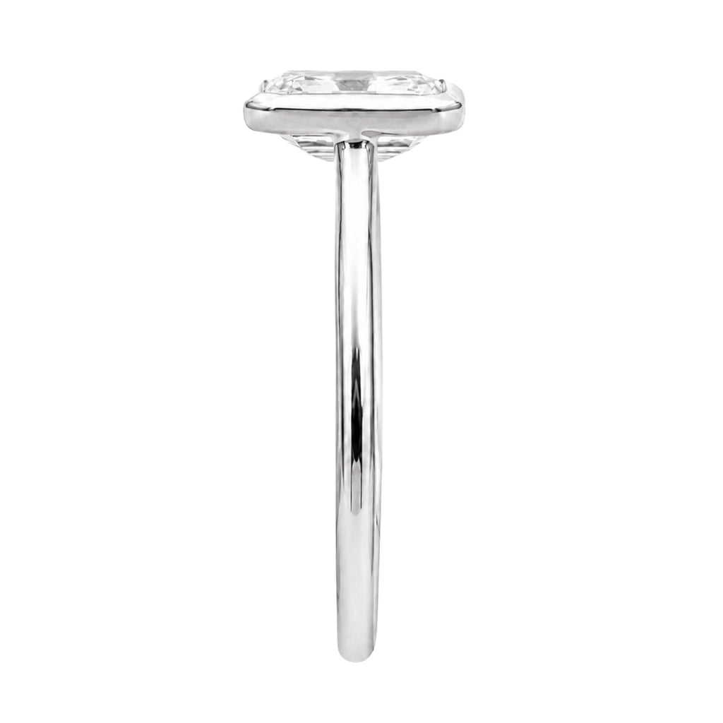 1.00-6.00 Carat T.W. Emerald-cut IGI Certified Lab Grown Diamond (F/VS+) 14K Gold Bezel Set Ring