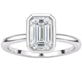 1.00-6.00 Carat T.W. Emerald-cut IGI Certified Lab Grown Diamond (F/VS+) 14K Gold Bezel Set Ring