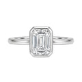 1.00-6.00 Carat T.W. Emerald-cut IGI Certified Lab Grown Diamond (F/VS+) 14K Gold Bezel Set Ring