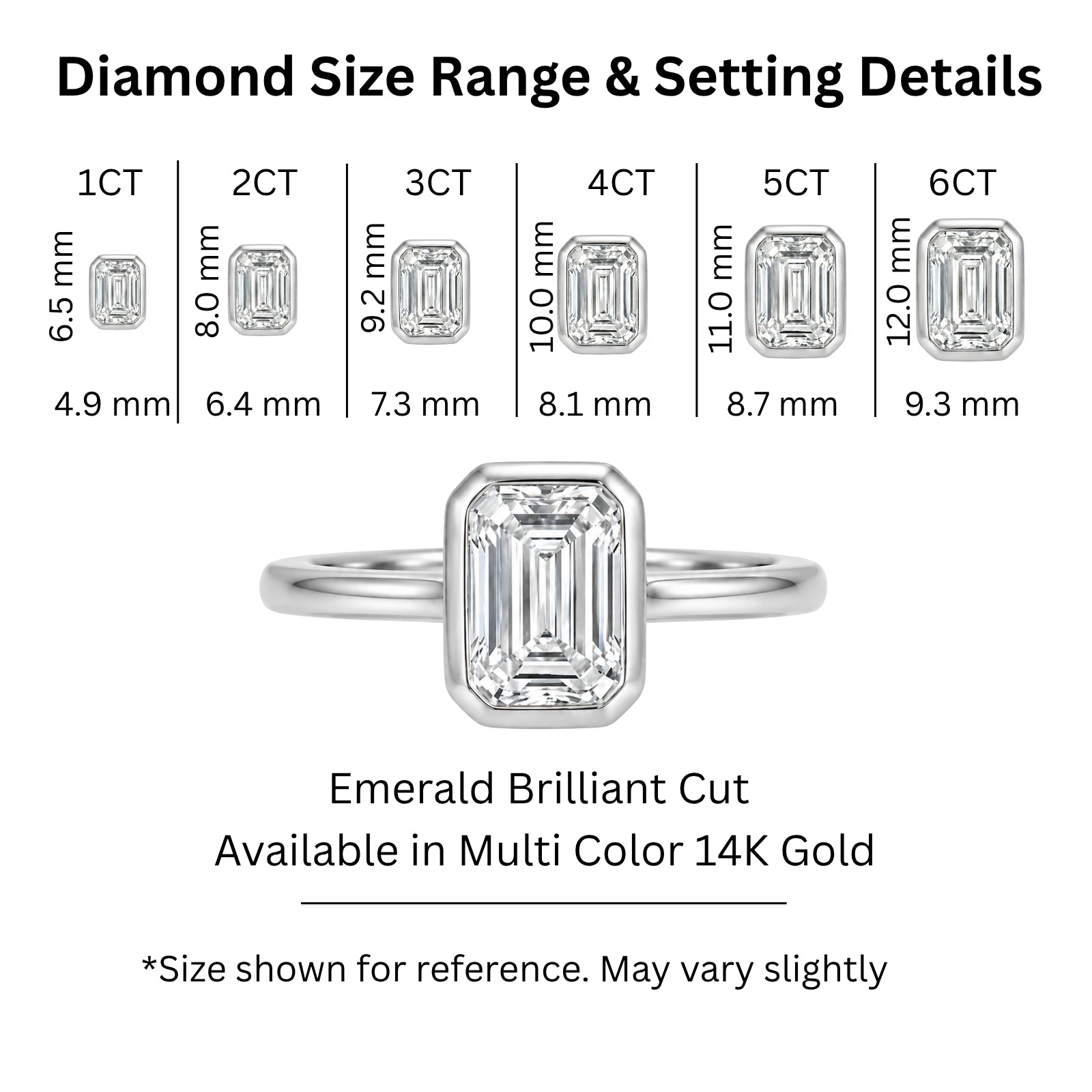1.00-6.00 Carat T.W. Emerald-cut IGI Certified Lab Grown Diamond (F/VS+) 14K Gold Bezel Set Ring