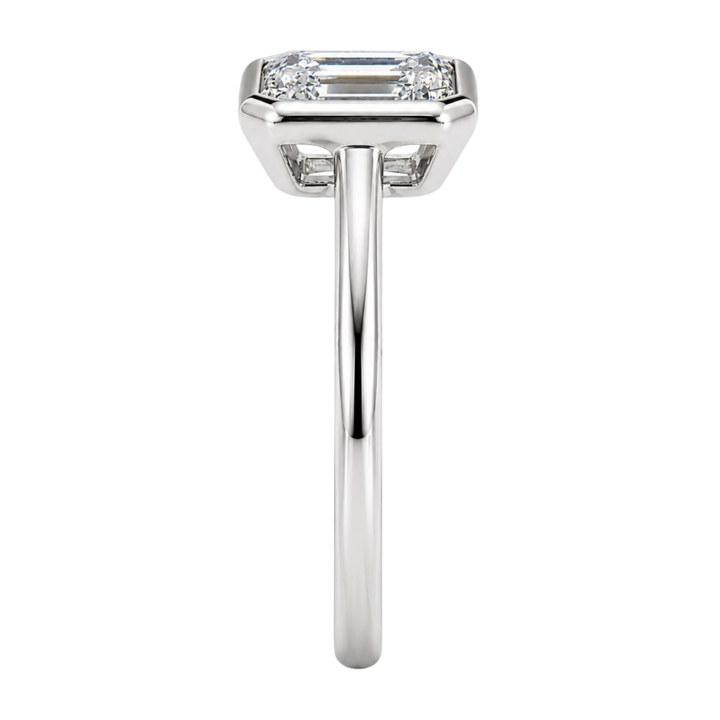 1.00-6.00 Carat T.W. Emerald-cut IGI Certified Lab Grown Diamond (F/VS+) 14K Gold Bezel Set Ring
