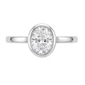 1.00-6.00 Carat T.W. Oval-cut IGI Certified Lab Grown Diamond (F/VS+) 14K Gold Bezel Set Ring