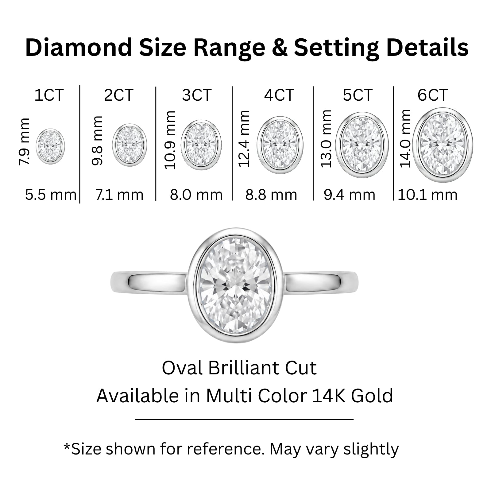 1.00-6.00 Carat T.W. Oval-cut IGI Certified Lab Grown Diamond (F/VS+) 14K Gold Bezel Set Ring