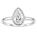 1.00-6.00 Carat T.W. Pear-cut IGI Certified Lab Grown Diamond (F/VS+) 14K Gold Bezel Set Ring