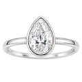 1.00-6.00 Carat T.W. Pear-cut IGI Certified Lab Grown Diamond (F/VS+) 14K Gold Bezel Set Ring