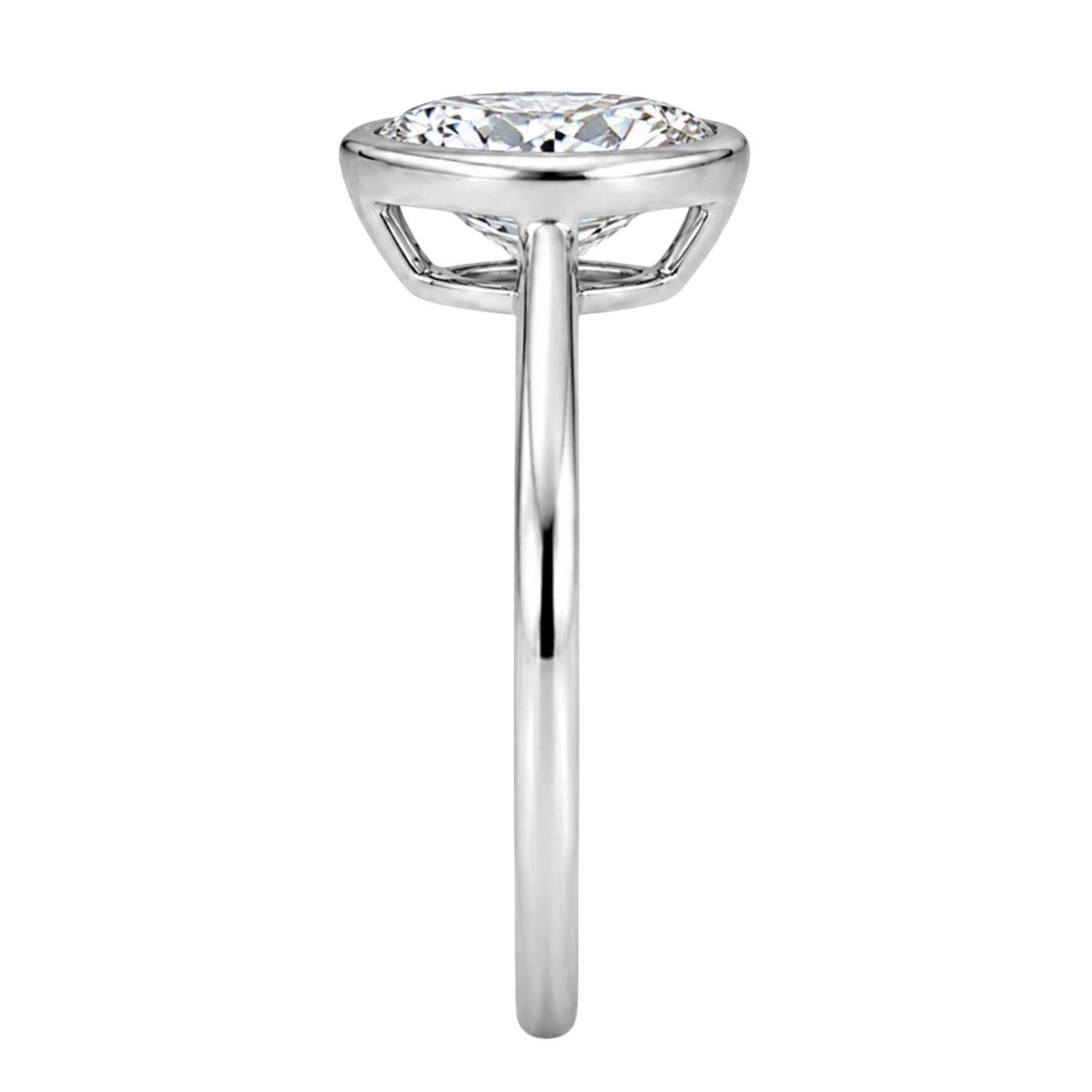 1.00-6.00 Carat T.W. Pear-cut IGI Certified Lab Grown Diamond (F/VS+) 14K Gold Bezel Set Ring
