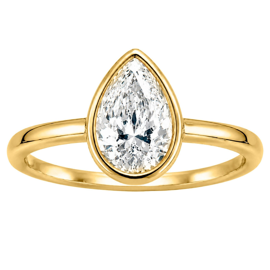Diamonair Solitaire Ring Set - Lab Grown Diamond 14K Gold Bezel Solitaire Ring