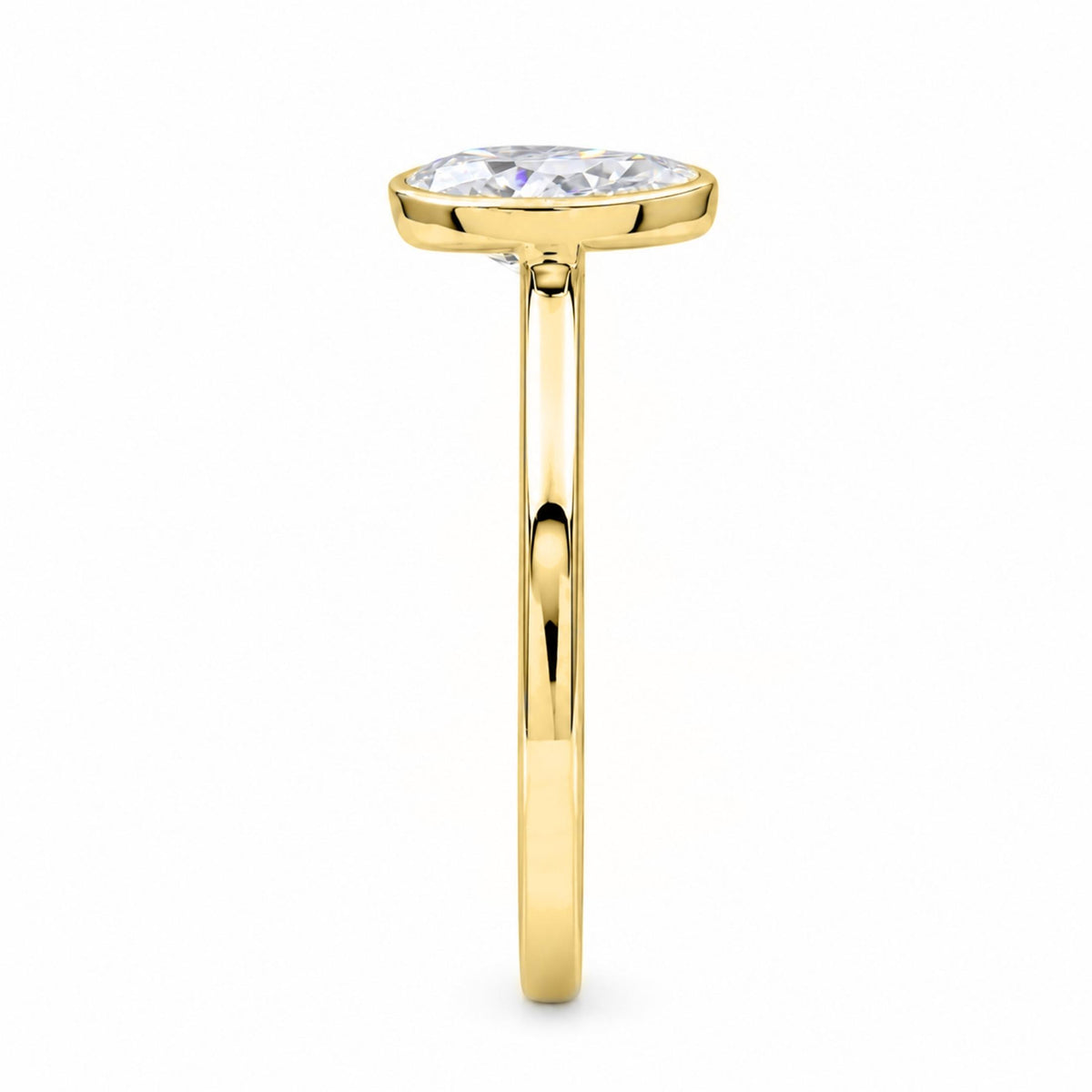 1.00-6.00 Carat T.W. Pear-cut IGI Certified Lab Grown Diamond (F/VS+) 14K Gold Bezel Set Ring