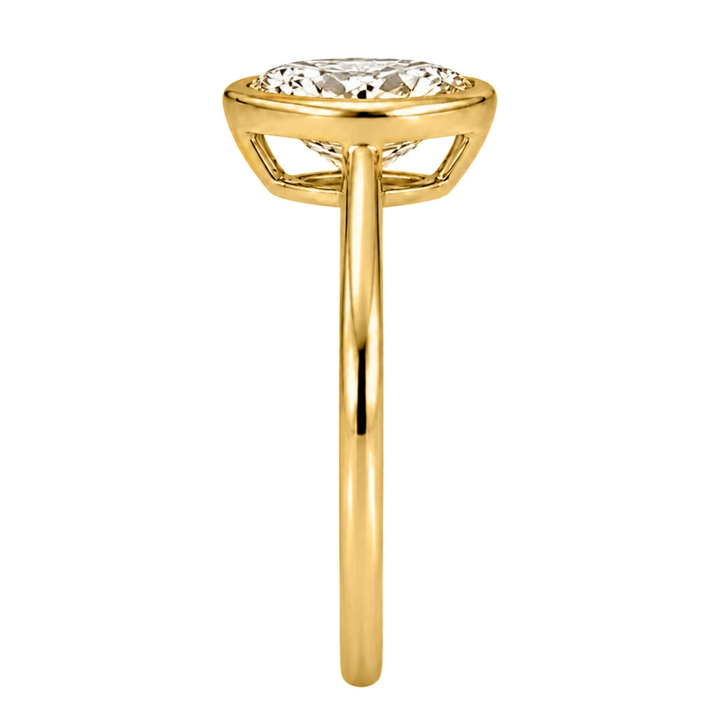1.00-6.00 Carat T.W. Pear-cut IGI Certified Lab Grown Diamond (F/VS+) 14K Gold Bezel Set Ring