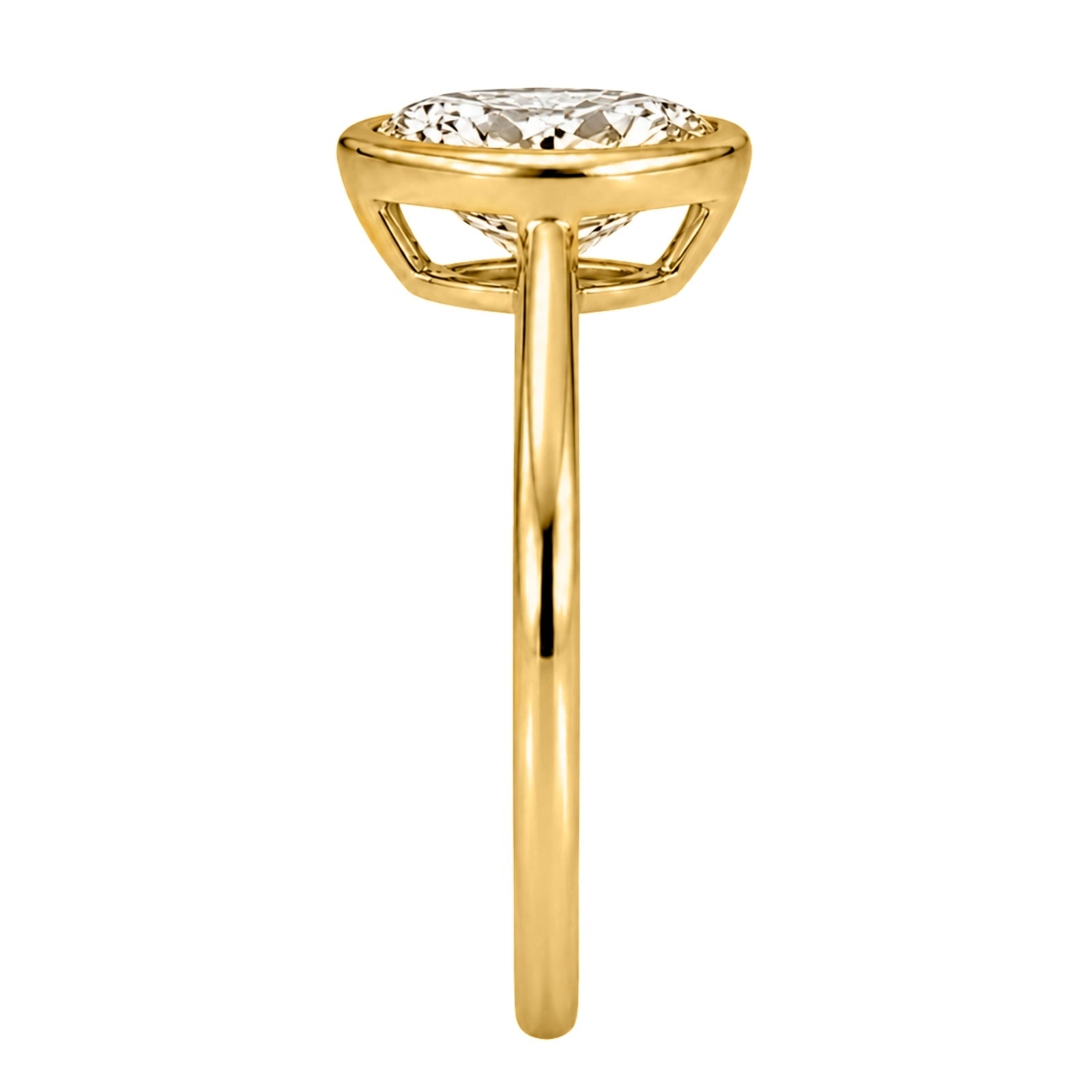 1.00-6.00 Carat T.W. Pear-cut IGI Certified Lab Grown Diamond (F/VS+) 14K Gold Bezel Set Ring
