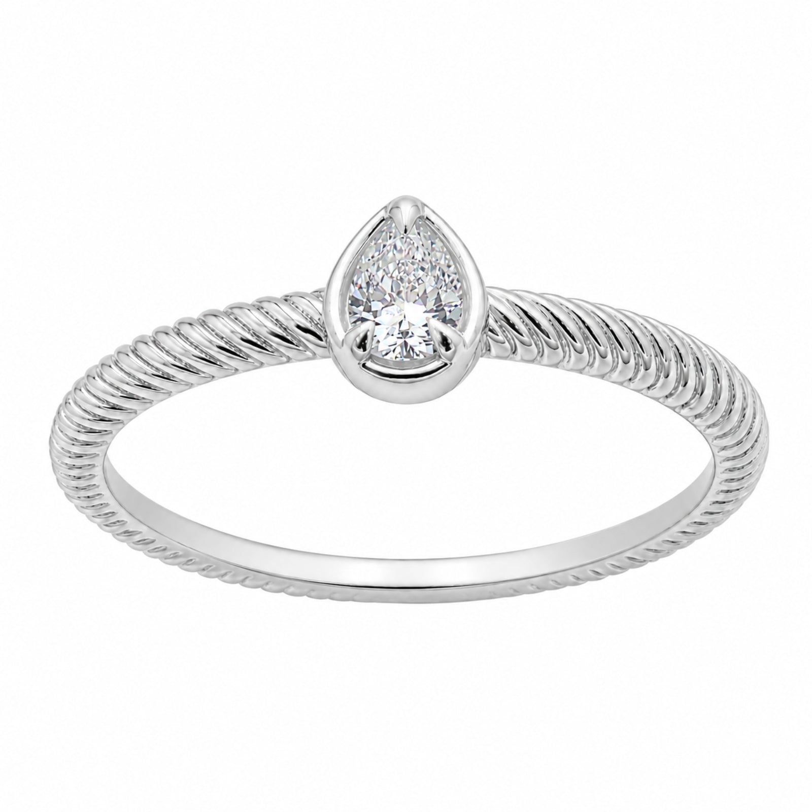 1/5 Carat T.W. Pear-cut Lab Grown Diamond (F/VS+) 14K Gold Ring